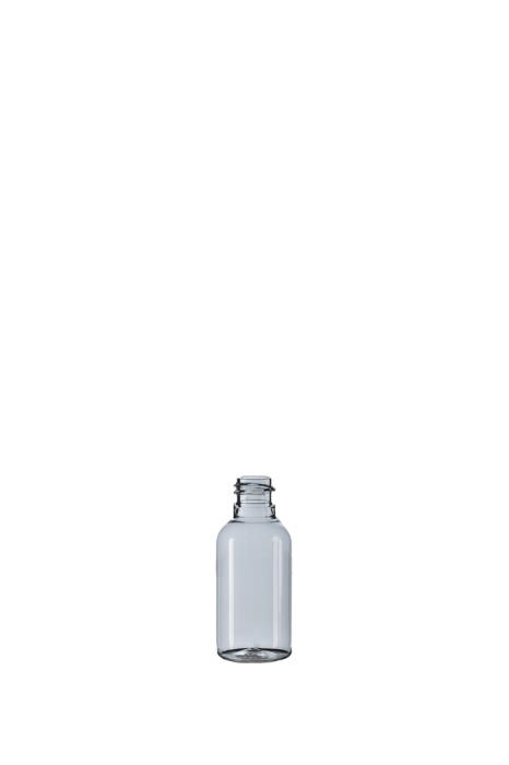 50ml Clear PET Boston Round Bottle, 20/415 Neck